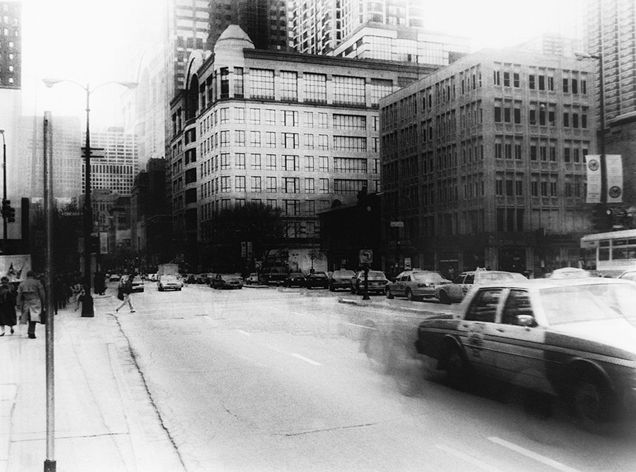 Luc Saalfeld: From the cycle „Chicago - Dream is over“, manual photo-graphics, 30x42 cm, 1993/2000
